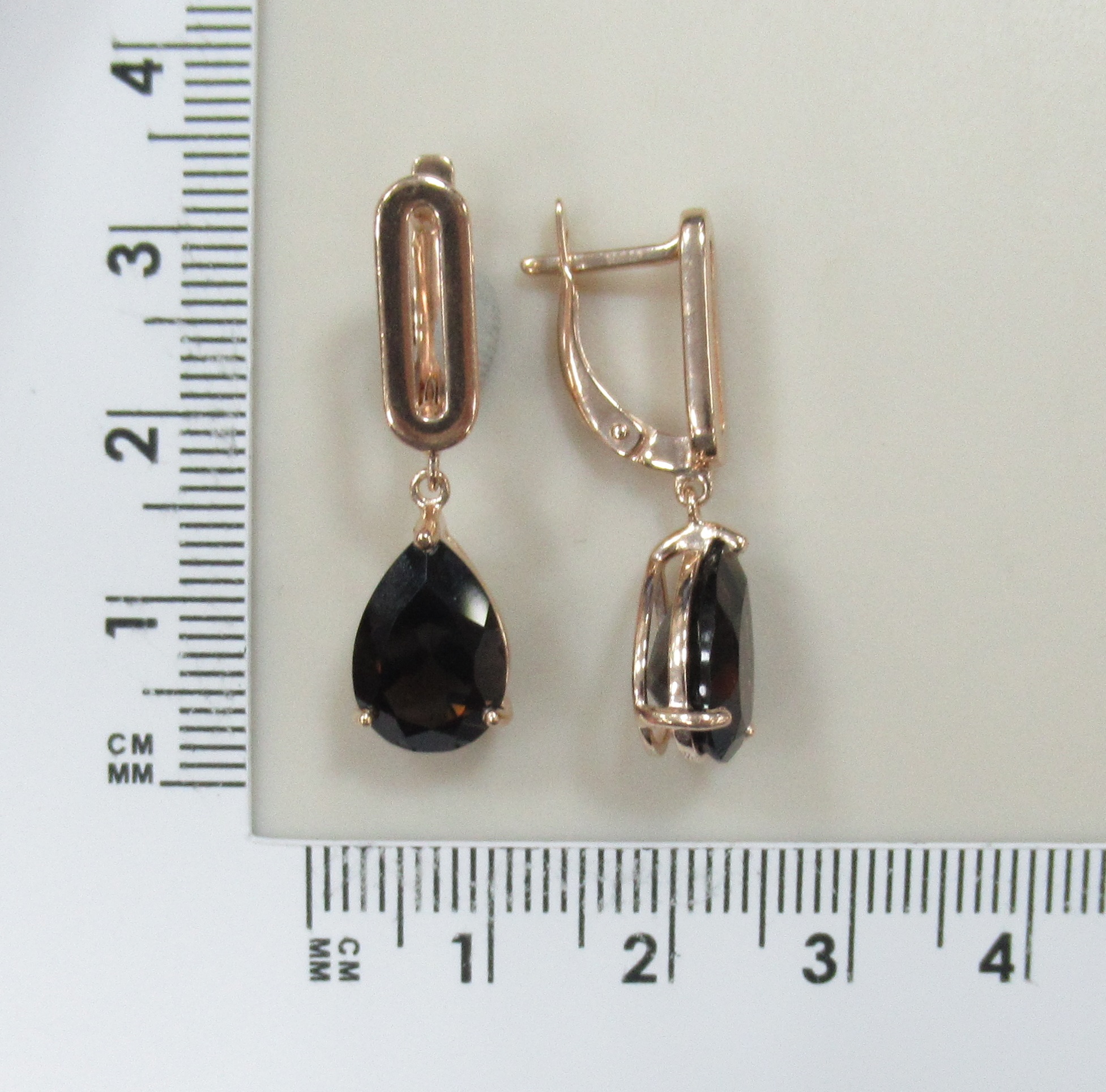 Серебряные серьги с раухтопазами